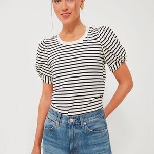 Pomander Place Navy Striped Puff Short Sleeve Tee